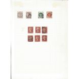 GB stamp collection. 93 stamps over 9 loose album pages. QV to George VI. Good Condition. All