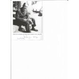 Wg Cdr John Cunningham 85 Sqn signed small page with a 4x4 black and white photo of him at Manor