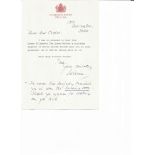 William Tallow Queen Mothers Footman signed note to WW2 book author Alan Cooper regarding the