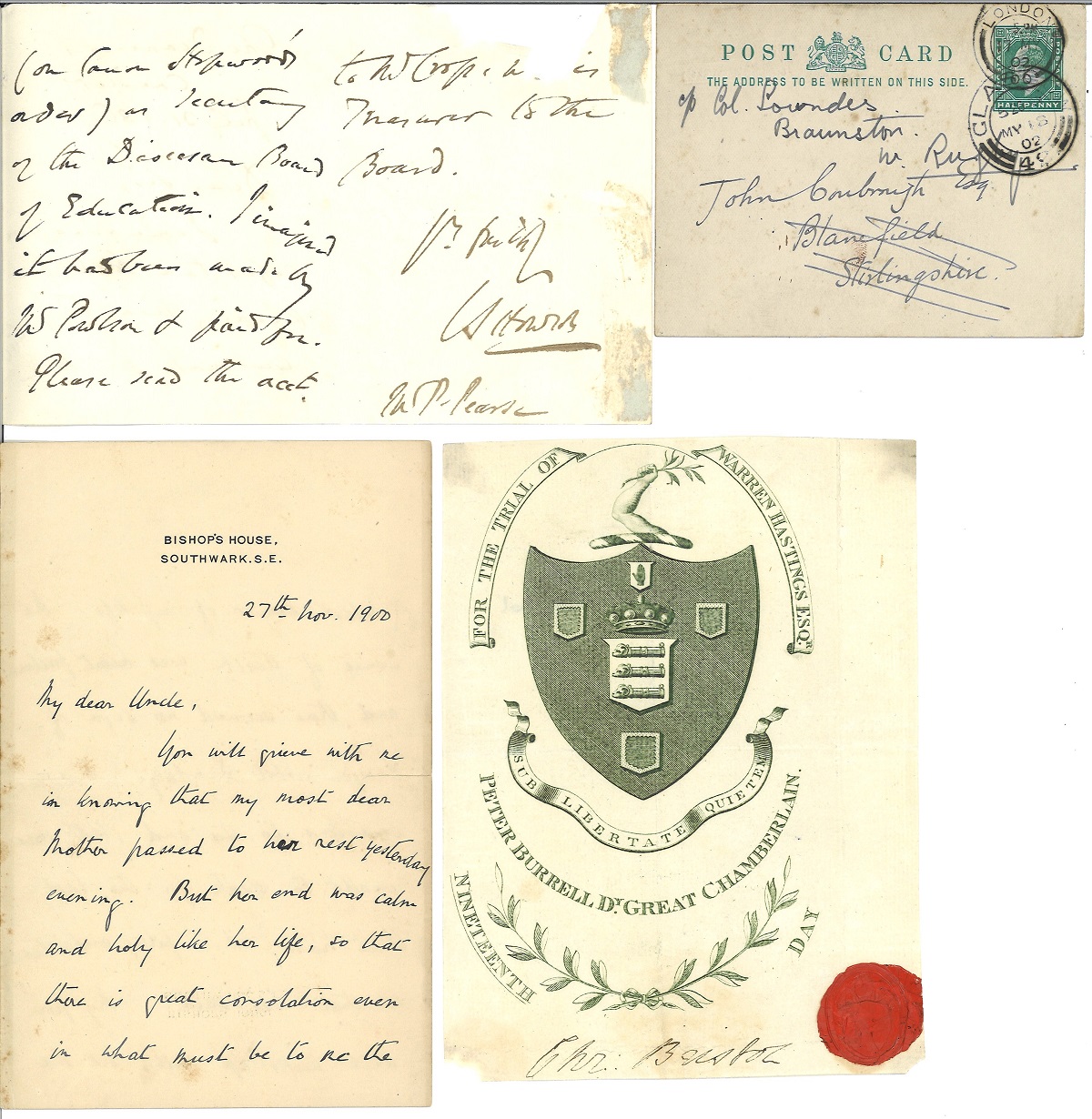 Historical Bishops and Clergy letters and autograph collection. 11 letters late 1800s inc Archbishop - Image 4 of 4