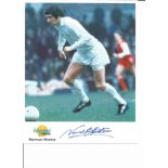 Norman Hunter signed 10x8 colour Autographed Editions photo. Biography on reverse. Good Condition.