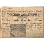 1944 Stars and Stripes Newspaper Yanks Battle Way Into Rome headline, signed to top by Major