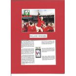 Geoff Hurst signed colour 1966 photo, mounted above masterfile page. Approx overall size 16x12. Good