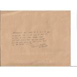 Rare Battle of Britain quote signed by Dennis Adams 44 sqn. Written on brown envelope. It reads