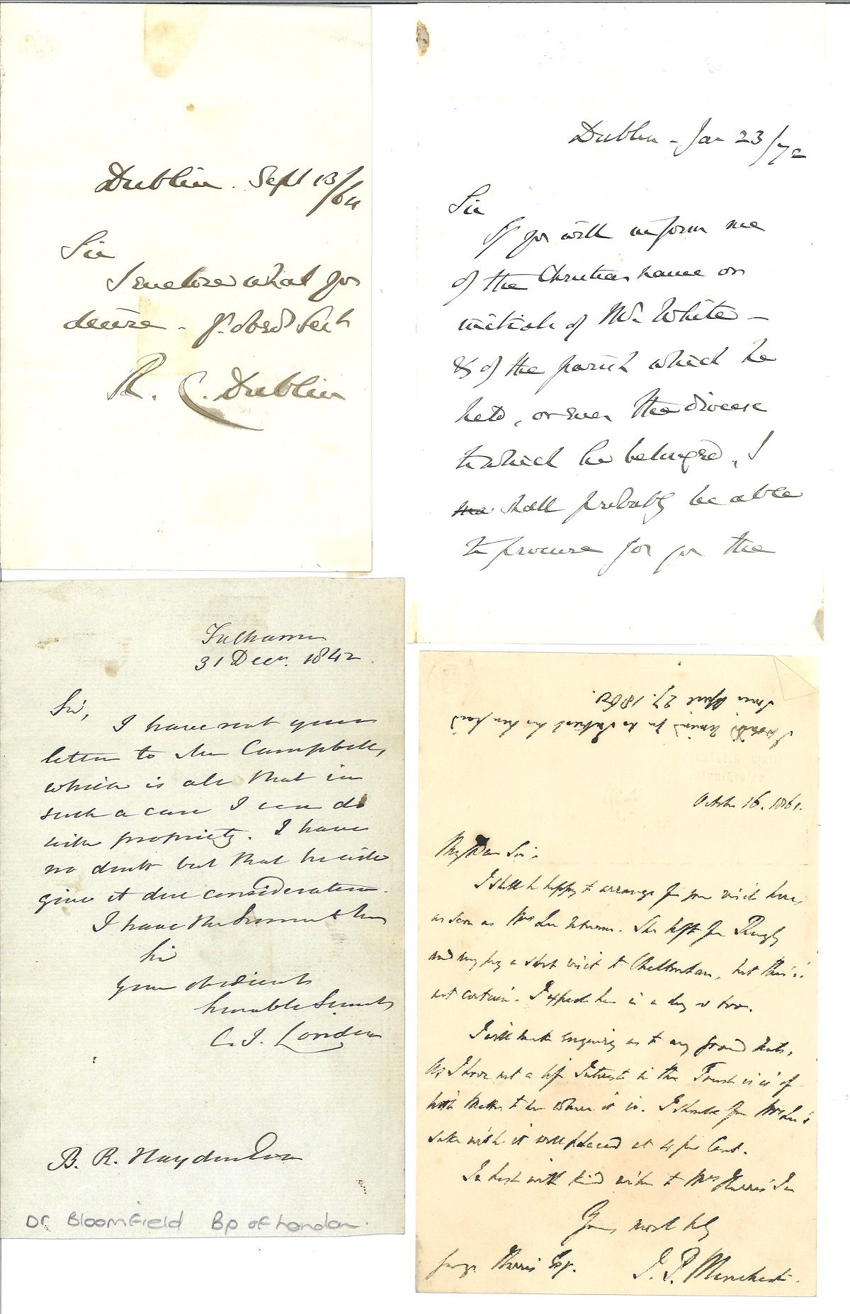 Historical Bishops and Clergy letters and autograph collection. 11 letters late 1800s inc Archbishop - Image 3 of 4