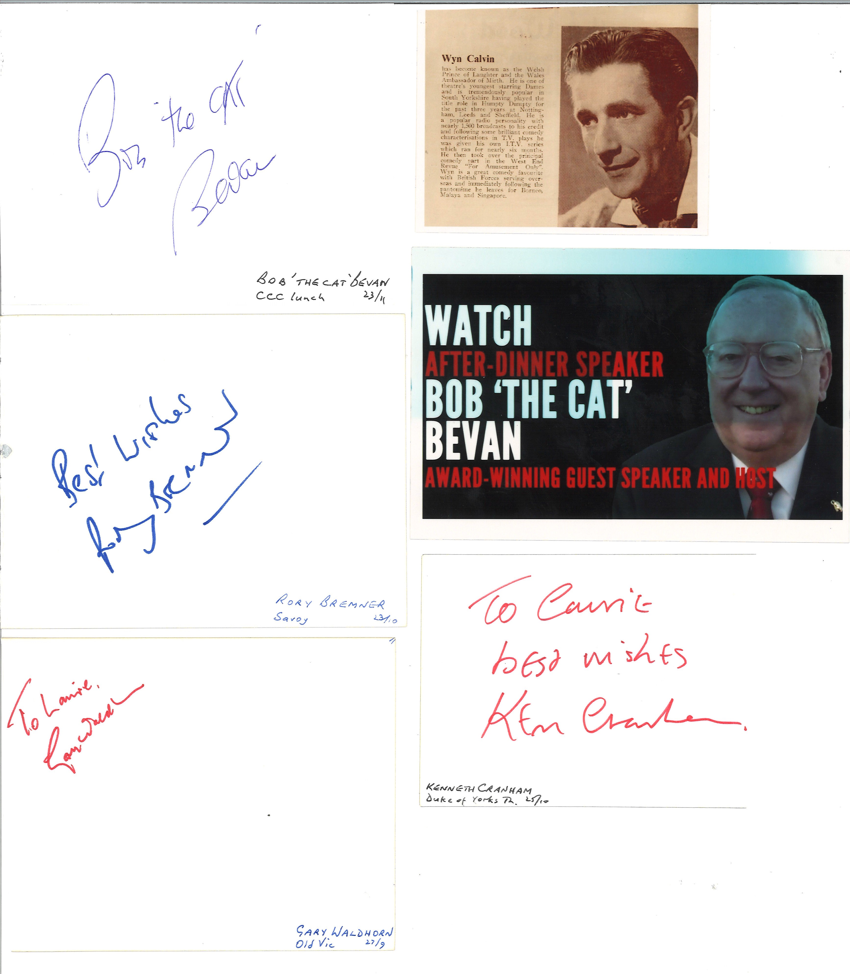 Comedy signed white card collection. Includes Duggie Brown, Wyn Calvin, Brian Murphy, Bob Bevan, - Image 2 of 2