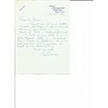 Ivy Benson handwritten signed letter to WW2 book author Alan Cooper. Good Condition. All