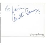 Annette Benning signed album page. American actress. She began her career on stage with the Colorado