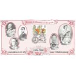 Kings and Queens of England 1901-2000 Countdown to the new Millennium unsigned FDC. Date stamp