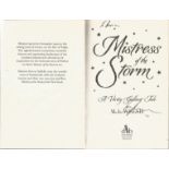 M. L. Welsh signed soft-back book Mistress of the Storm. Signed on the title page and dedicated to