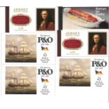 Stamp booklet collection. 6 items. UK stamps for cooks £1, The Story of P&O(3 booklets), Jersey -