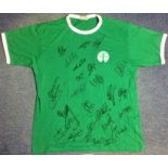 Celtic Legends Multi signed retro shirt. Supplied from stock of www.sportsignings.com the in