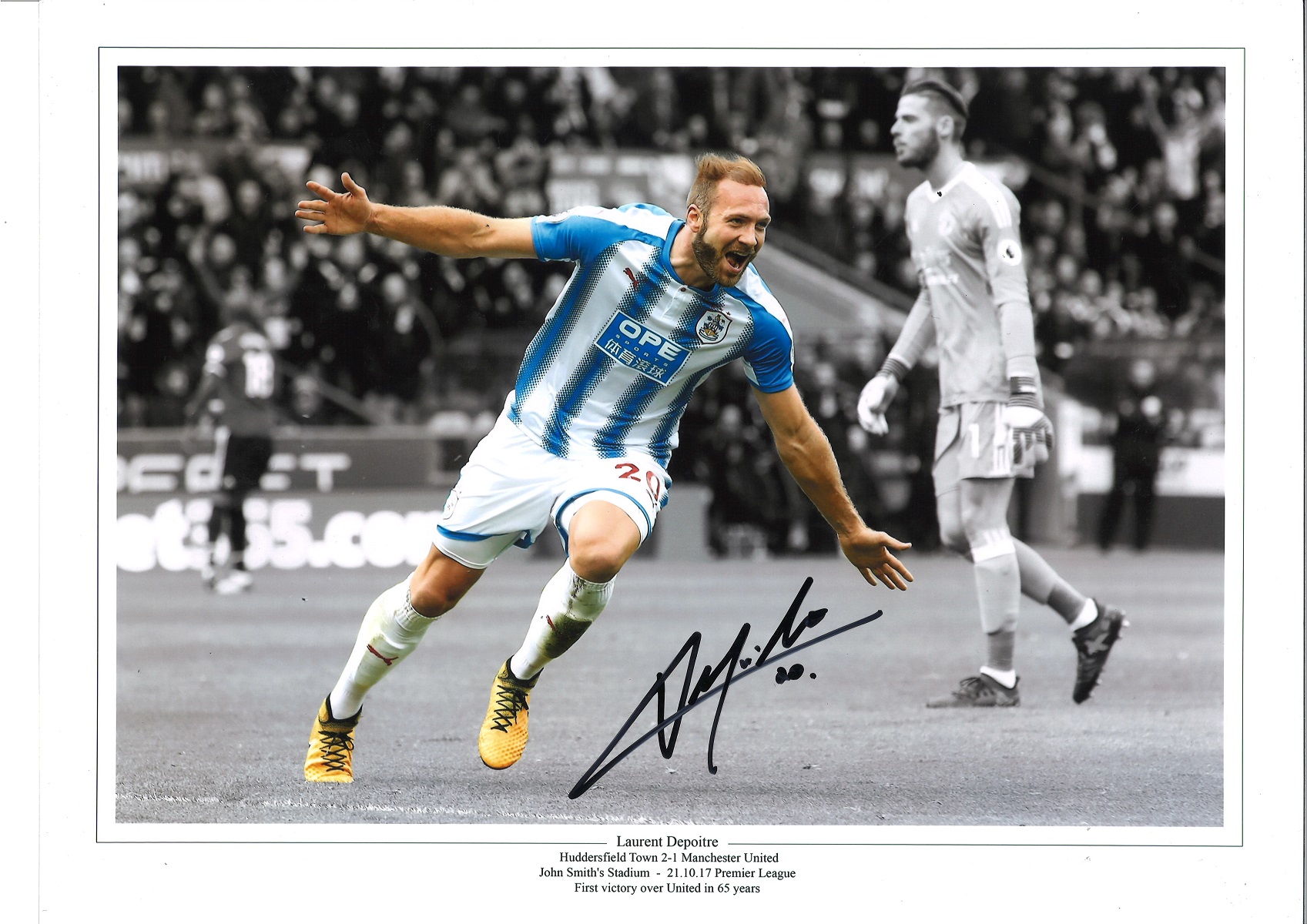 Laurent Depoitre Huddersfield Town 16 x 12 collage football photo. Supplied from stock of www.