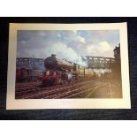 Railway Print 20x27 approx titled King George V Leaving Paddington limited edition 114/850 signed in