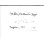 ACM Sir Nigel Maynard signed 4 x 2 white card with name and details neatly written to top and