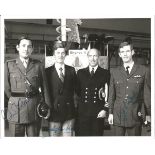 Skynet 4 British astronauts signed 8 x 6 b/w photo of the four, three in Military Uniform. Signed by