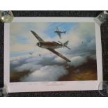 Closing In WW2 25 x 19 print by Mark Postlethwaite signed by 3 Luftwaffe and USAF aces. From the