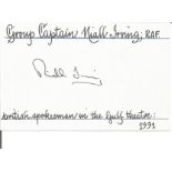 Grp Capt Niall Irving Gulf War spokesman signed 6 x 4 white card with name and details neatly