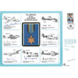 WW2 multisigned cover. Award of the Aircrew Europe Star signed by Michael Beetham, Harold Bird-