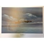 World War Two 20x27 print titled "Rachtjager" Night Defender of the Reich Messerschmitt 110 Sweeps