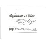 Wg Cdr P Pollock signed 4 x 2 white card with name and details neatly written to top and bottom,