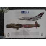 617 sqn 70th ann 17 x 11 Print of Lancaster and Tornado signed by 18 Tornado crew and 3 WW2 veterans