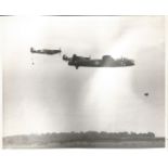 Lancaster, Spitfire and Hurricane 8x10 black and white photo pictured in flight alongside each
