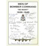 Seventeen WW2 Bomber Command veterans signed on Men of Bomber Command bookplate, signed with
