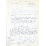 Colditz POW Pat Reid handwritten letter to WW2 author Alan Cooper regarding a copy of Dominic