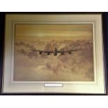 World War Two framed and mounted print 17x21 pictured is an Outbound Lancaster Crossing the East