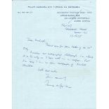 Mjr General Sir Francis De Guingand hand written letter dated 1975 replying to an autograph