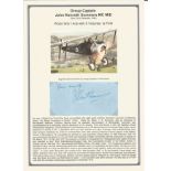 Group Captain John Kenneth Summers MC signed small blue signature piece. Attached to an A4