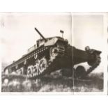 Valentine Tank original 1941 8 x 6 b/w press photo with description fixed to back, crease on RH side