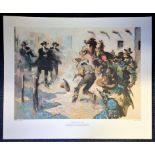 Historical 24x29 "GUNFIGHT AT THE OK CORAL print by the artist Terence Cuneo. Good Condition. All