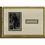 Winston Churchill autograph display. Nice autographed piece taken from a document mounted with a