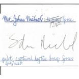 Sqn Ldr John Nichol Gulf War POW signed 6 x 4 white card with name and details neatly written to top