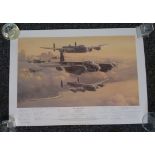 Strike Leaders Outbound WW2 print 28 x 20 by Phillip West numbered 309/1000 signed by 26 Lancaster