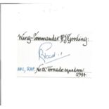 Wg Cdr P Gooding AFC IX Tornado Sqn signed 4 x 2 white card with name and details neatly written