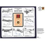 WW2 multisigned cover. Award of the Distinguished Service Order signed by Don Bennett, Harry Burton,