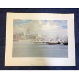 The City of London from the Thames 23x30 print from the watercolour by the artist Roland Hilder.