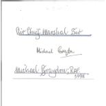 ACM Sir Michael Graydon signed 4 x 2 white card with name and details neatly written to top and
