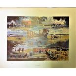 Horse Racing print 24x30 approx titled Scenes of Newmarket signed in pencil by the artist David