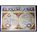 World Map Print 27x38 approx Nova Totvis Terrarom Sive Novi Orbis Tabvla by G.Blaeu. Good Condition.