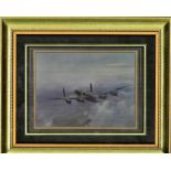 World War Two framed and mounted print 12x14 picturing 150 Squadron Avro Lancaster B1 NN742 in