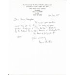 Sir Frank Whittle hand written letter 1985 on his own letterhead replying to a letter referring