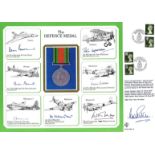 WW2 multisigned cover. The Defence Medal signed by Sir Alan Boxer, Sir Brian Burnett, T Franks,
