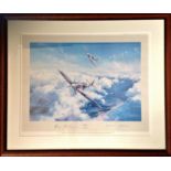 WW2 Spitfire print by Robert Taylor. Two of the RAF's most famous Fighter Aces, Sir Douglas Bader