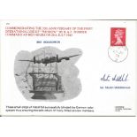 Martin Middlebrook signed Lancaster Association cover includes a piece of metal foil window which