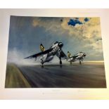 RAF Aviation print approx 27x32 titled Thunder and Lightnings signed in pencil by the artist