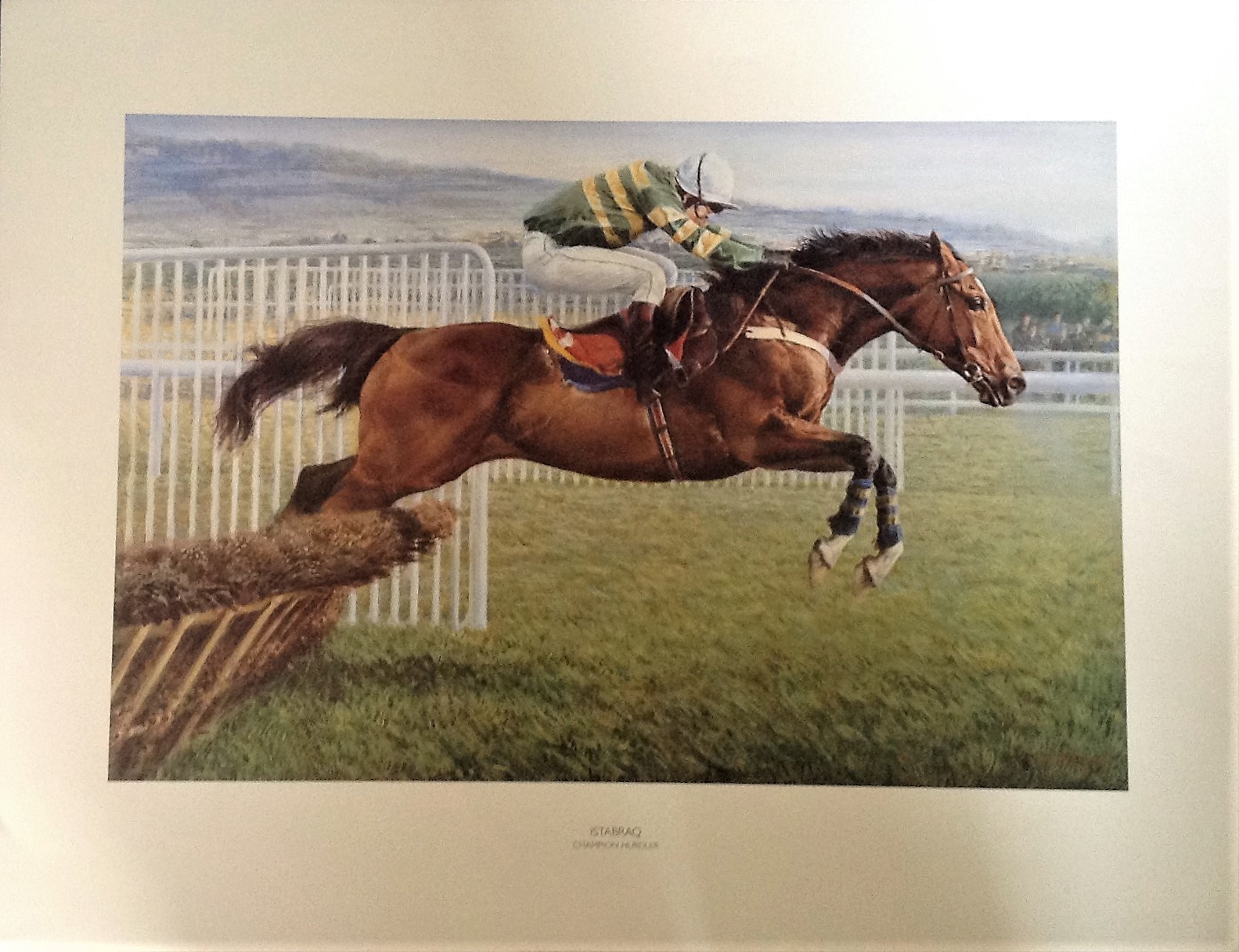 Horse Racing 23x30 approx titled Istabraq Champion Hurdler by the artist Susan Crawford. Istabraq (